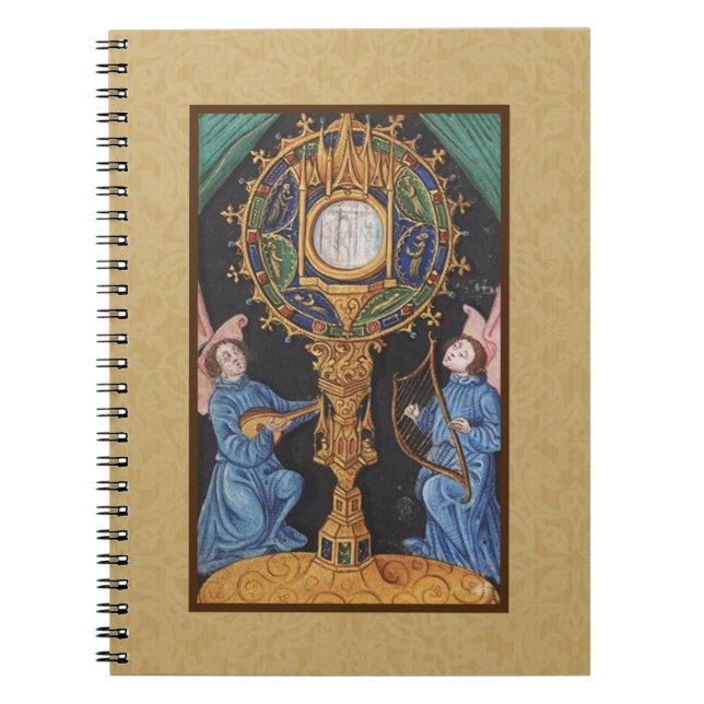 Caderno Espiral Anjos Católicos Anfitrião Eucarista Monstrance Vin (Frente)