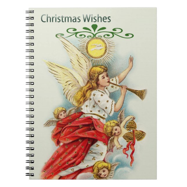Caderno Espiral Anjos de desejos de Natal (Frente)