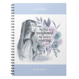 Caderno Espiral Anne Bronte Cita Minha Alma Está Acordada Floral