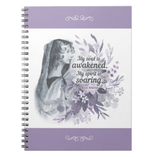 Caderno Espiral Anne Bronte Cita Minha Alma Está Acordada Floral