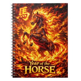 Caderno Espiral Ano do Cavalo Com Fogo