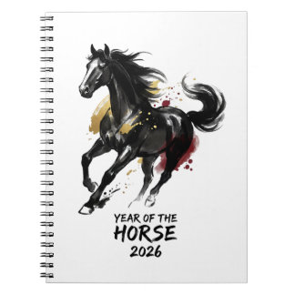 Caderno Espiral Ano Novo Chinês 2026 Arte do Cavalo