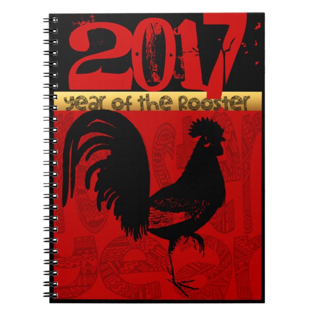 Caderno Espiral Ano personalizável do notebook Rooster 2017 (Frente)
