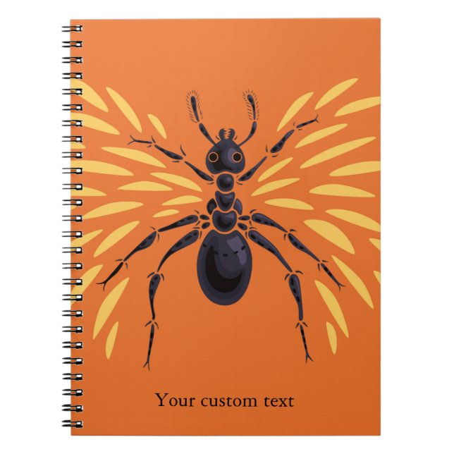 Caderno Espiral Ant Art Insect Lover Fiery Orange Entomology (Frente)
