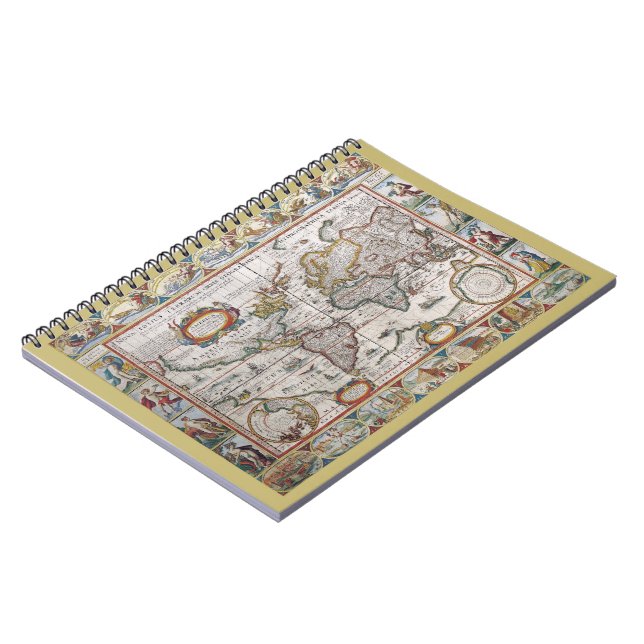 Caderno Espiral Antecipado notebook do Mapa Mundial (Left Side)