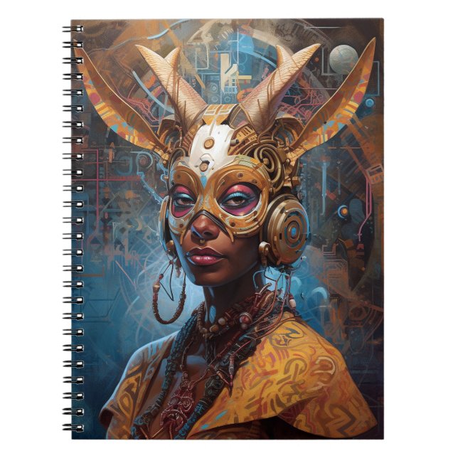 Caderno Espiral Antelope Headdress Science Fiction Cyberpunk (Frente)