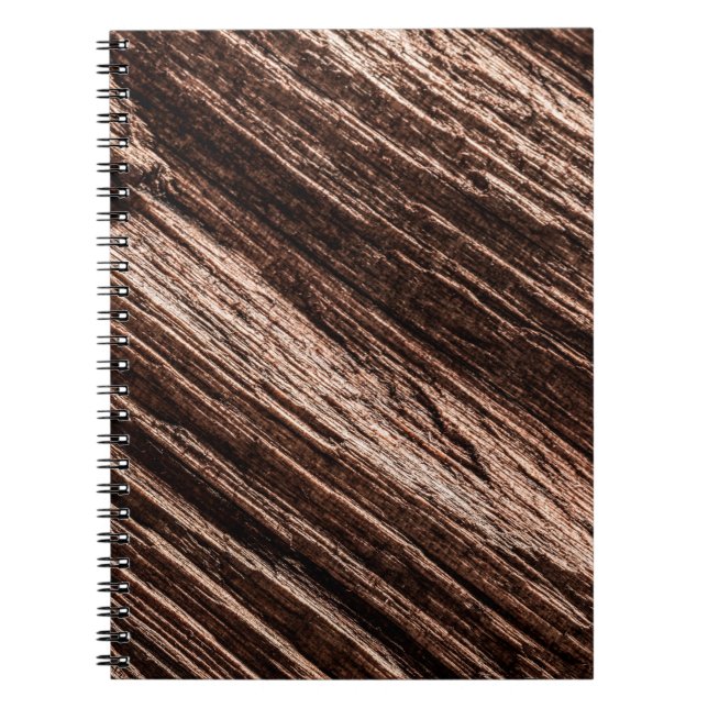 Caderno Espiral Anterior fundo de madeira obsoleto castanho. idade (Frente)
