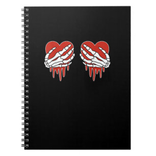 Caderno Espiral Anti-Valentine Skeleton Mãos Gótico Cardíaco