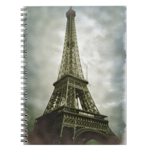 Caderno Espiral Antigo efeito fotográfico Torre Eiffel Paris