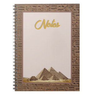 Caderno Espiral Antigo Egito Hieroglifos em Faux Sandstone