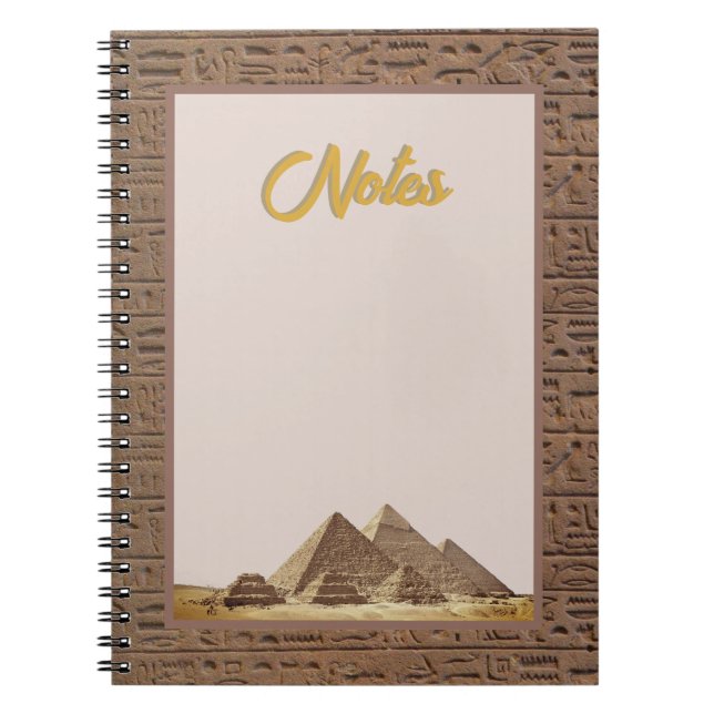 Caderno Espiral Antigo Egito Hieroglifos em Faux Sandstone (Frente)
