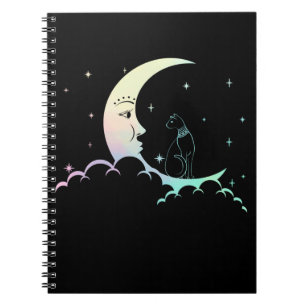 Caderno Espiral Antiguidade Egito Gato Gótico Moon Crescente