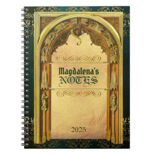 Caderno Espiral Antiguidade medieval da arquitetura da capa do