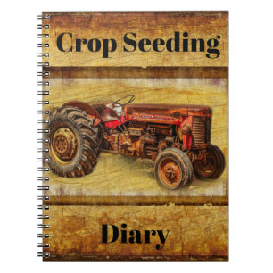 Caderno Espiral Antiguo Trator Vermelho