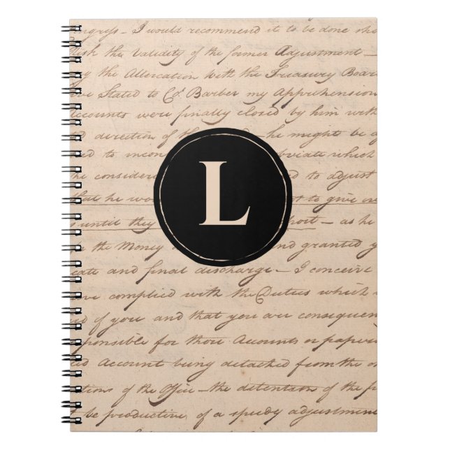 Caderno Espiral Antique - Letra Monograma - Velha Caligrafia do Es (Frente)