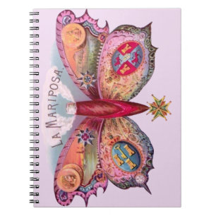 Caderno Espiral Anúncio de pintura antiga de borboleta de charuto