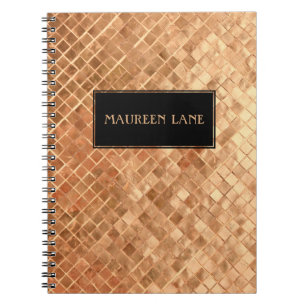 Caderno Espiral Aparência Metálica Dourado Rosa Personalizado