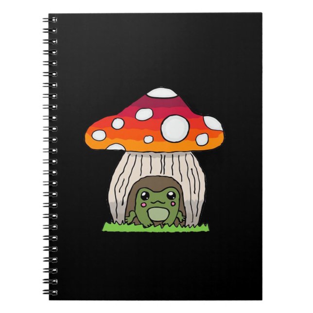 Caderno Espiral Apelo Clássico Retro de Sapo Goblincore (Frente)