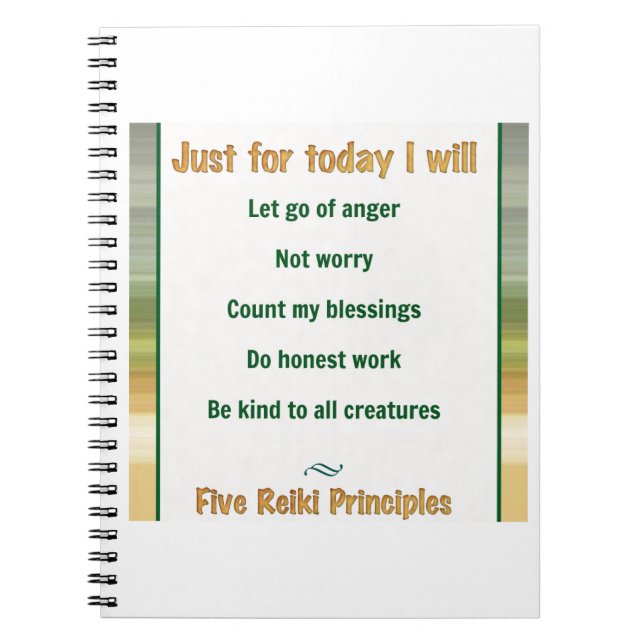 Caderno Espiral Apenas para princípios de Reiki de hoje (Frente)