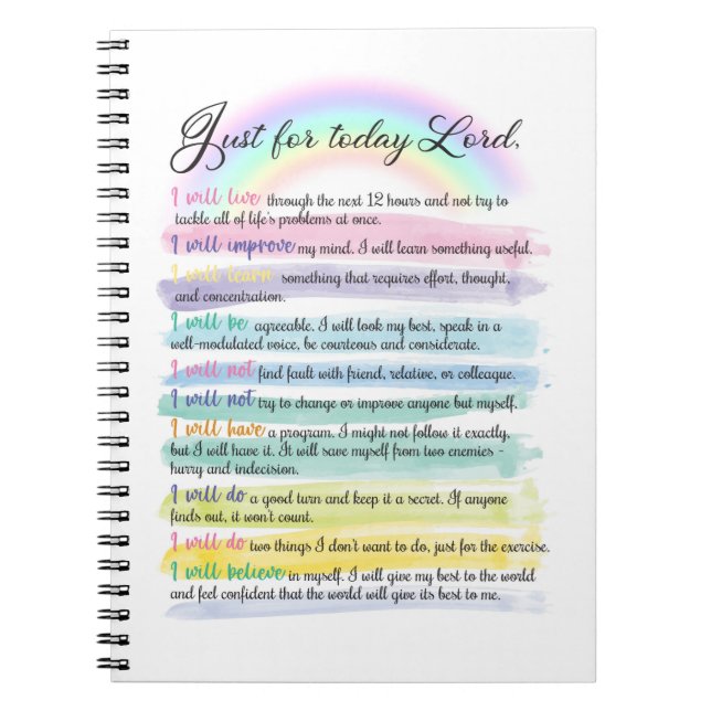 Caderno Espiral Apenas por hoje, Senhor (Frente)