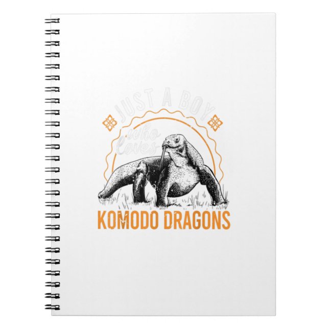 Caderno Espiral Apenas Um Menino Que Adora Dragão Komodo Dragão (Frente)