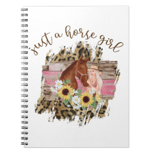 Caderno Espiral Apenas uma garota de cavalo lindo design floral fe