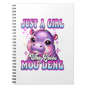 Caderno Espiral Apenas uma garota que ama Moo Deng Cute Baby hippo