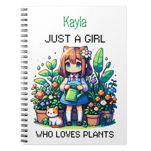Caderno Espiral Apenas uma garota que ama plantas personalizadas (Frente)