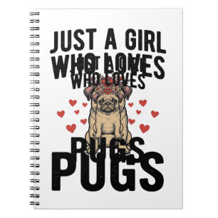 Caderno Espiral Apenas Uma Garota Que Ama Pugs Camisa Vintage de C