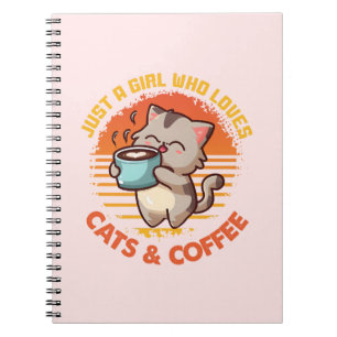 Caderno Espiral Apenas Uma Menina Que Ama Cats E Café