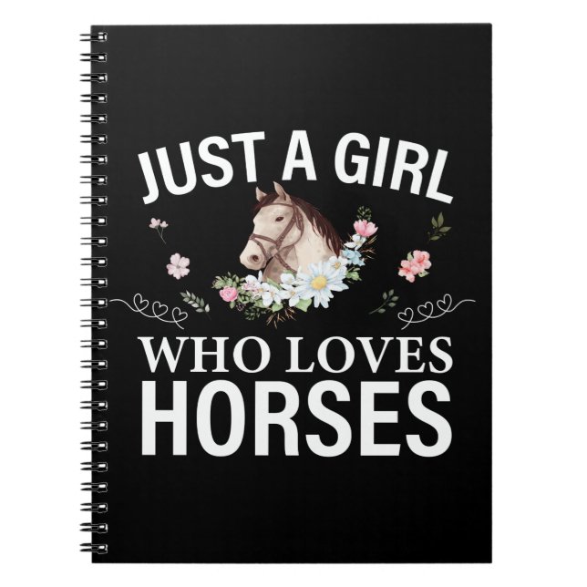 Caderno Espiral Apenas Uma Menina Que Ama Cavalos Florais (Frente)
