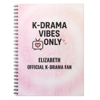 Caderno Espiral Apenas Vibes de K-Drama Personalizado