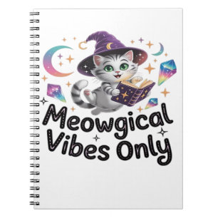 Caderno Espiral Apenas Vibrações Meowgicas, Gato de Bruxa Kawaii F