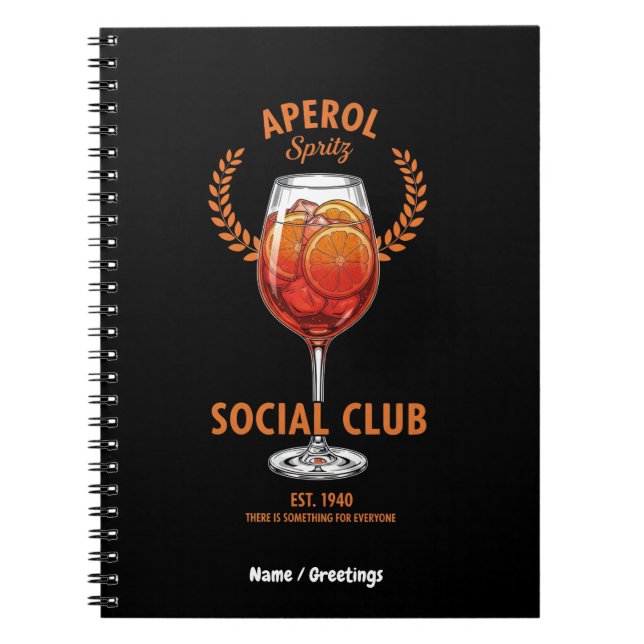 Caderno Espiral Aperol Spritz Social Club Funny Cute Drinks Design (Frente)