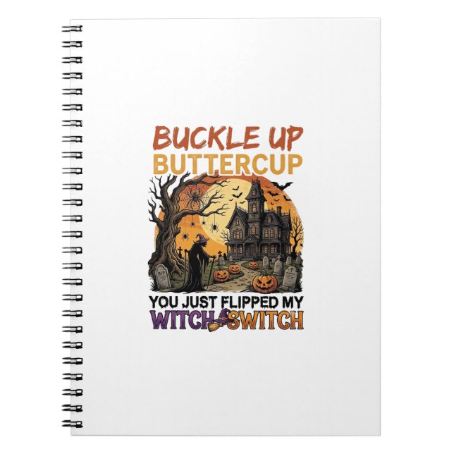 Caderno Espiral Aperte o Cinto Borboleta Bruxa Interruptor Hallowe (Frente)