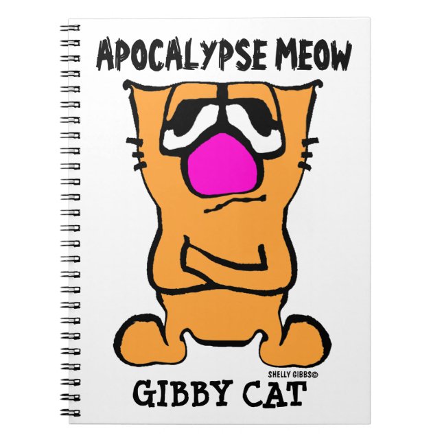 Caderno Espiral APOCALYPSE MEOW, Notebook Gato Gibby Engraçado (Frente)
