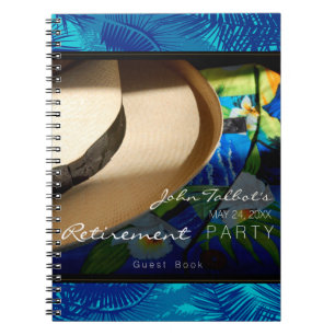 Caderno Espiral Aposentadoria tropical com o GuestBook azul das