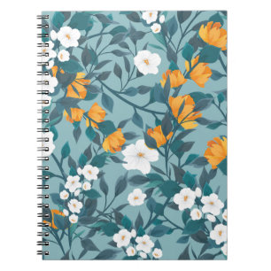 Caderno Espiral Apple Floral: Um Padrão De Sangue Motif.
