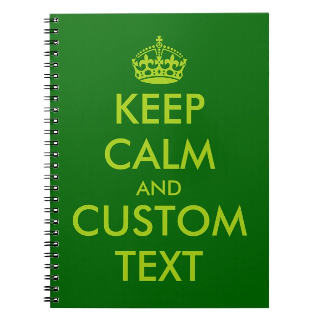 Caderno Espiral Apple green Keep Calm notebook | Texto personaliza (Frente)