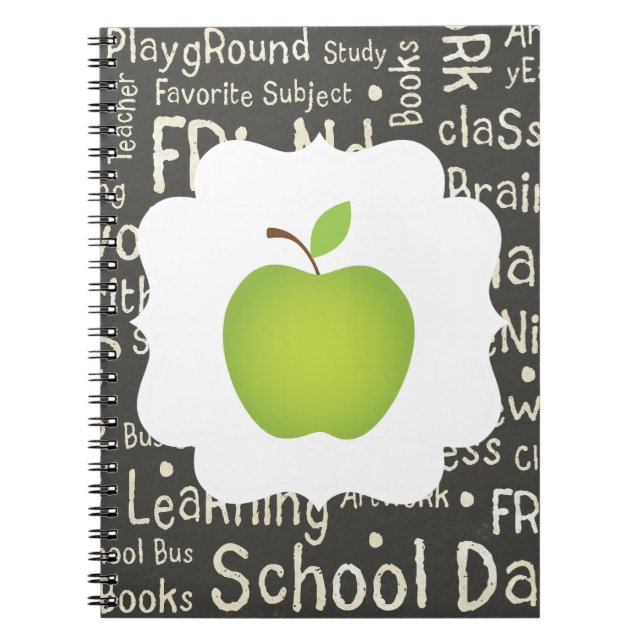 Caderno Espiral Apple verde no fundo do quadro (Frente)