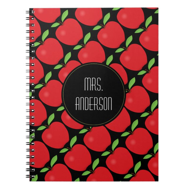 Caderno Espiral Apple vermelho modela, professor (Frente)