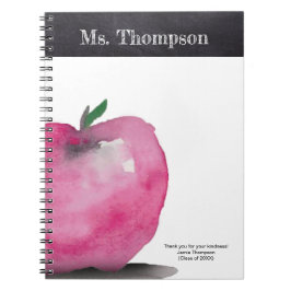 Caderno Espiral Apple Watercolor personalizada Obrigado Professor