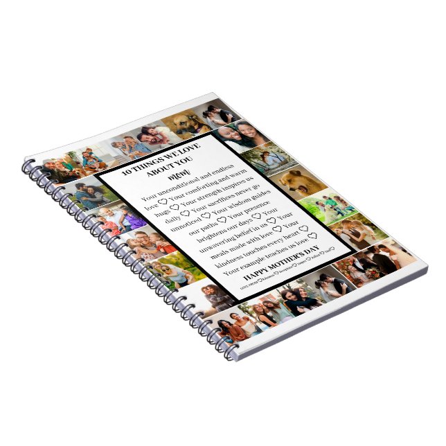 Caderno Espiral Apreciação da mãe | Colagem de fotos do dia de as  (Lado Direito)