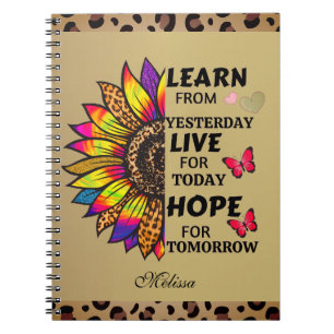 Caderno Espiral Aprenda Ontem com o Rainbow Sunflower Dourado