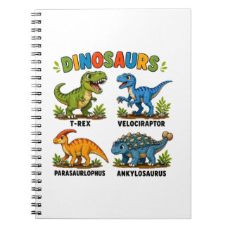 Caderno Espiral Aprendizado de Espécies de Dinossauros para Crianç
