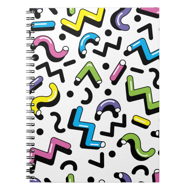 Caderno Espiral Apresentação Geométrica: Padrão de Formas de Dodle (Frente)