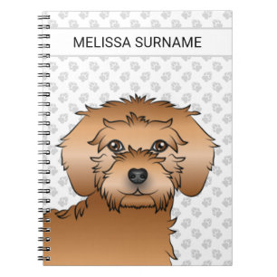 Caderno Espiral Apricot Mini Goldendoodle Cartoon Cachorro e Texto