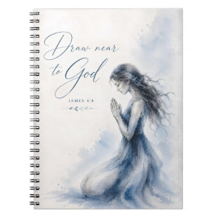 Caderno Espiral Aproxime-se de Deus Tiago 4:8 Aquarela Cristã