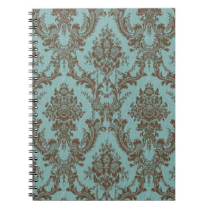 Caderno Espiral Aqua Chocolate Damask