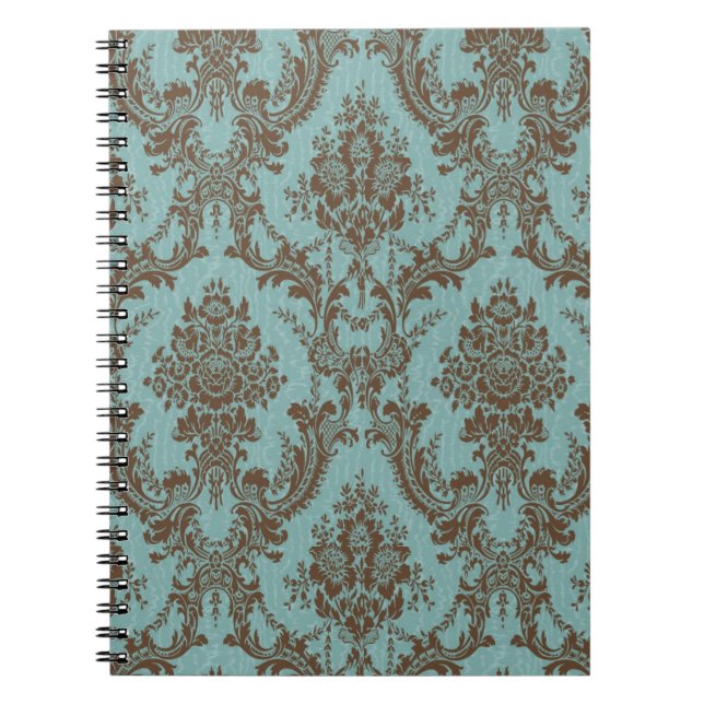 Caderno Espiral Aqua Chocolate Damask (Frente)